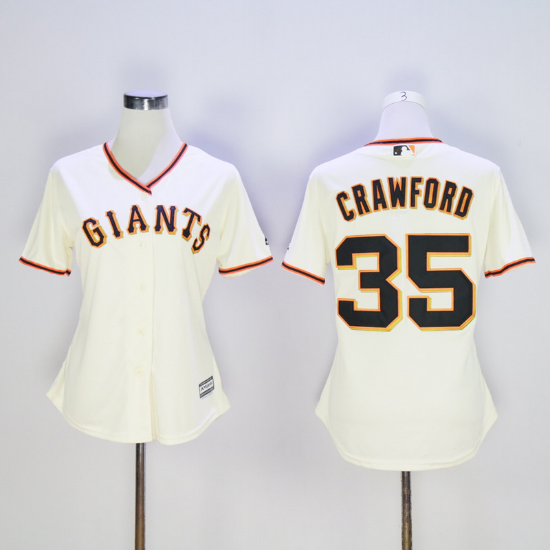 Women San Francisco Giants 35 Crawford Cream MLB Jerseys